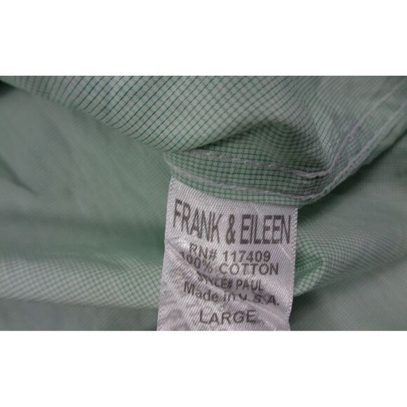 Frank & Eileen Shirt Mens L Green Paul Micro Plaid Long Sleeve 100% Cotton - Picture 8 of 11